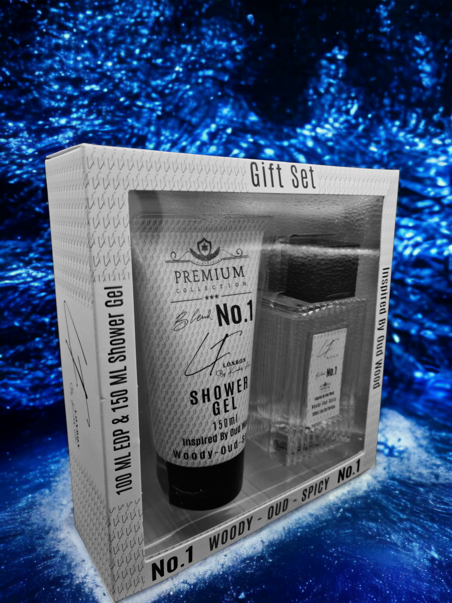 Livfragrance® Blend No.1 Gift Set 2pc Oud Wood 100ml EDP & 150ml Blend No.1 Oud Wood Edition Shower Gel Woody Oud Spicy Unisex